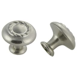 30mm Traditional Rope Round Knob, Satin Nickel, 26mm Projection