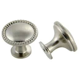 30mm Traditional Rope Round Knob, Satin Nickel, 22mm Projection