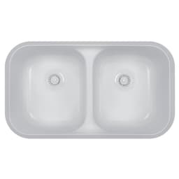 A-350 Acrylic Undermount Double Bowl Kitchen Sink, 32-7/8" x 19-1/8" x 9", White