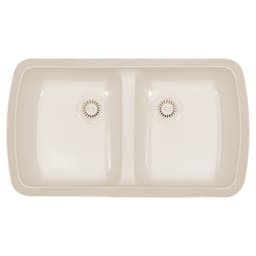 A-370 Acrylic Undermount Double Bowl Kitchen Sink, 33-3/4" x 19" x 8-3/4", Bisque