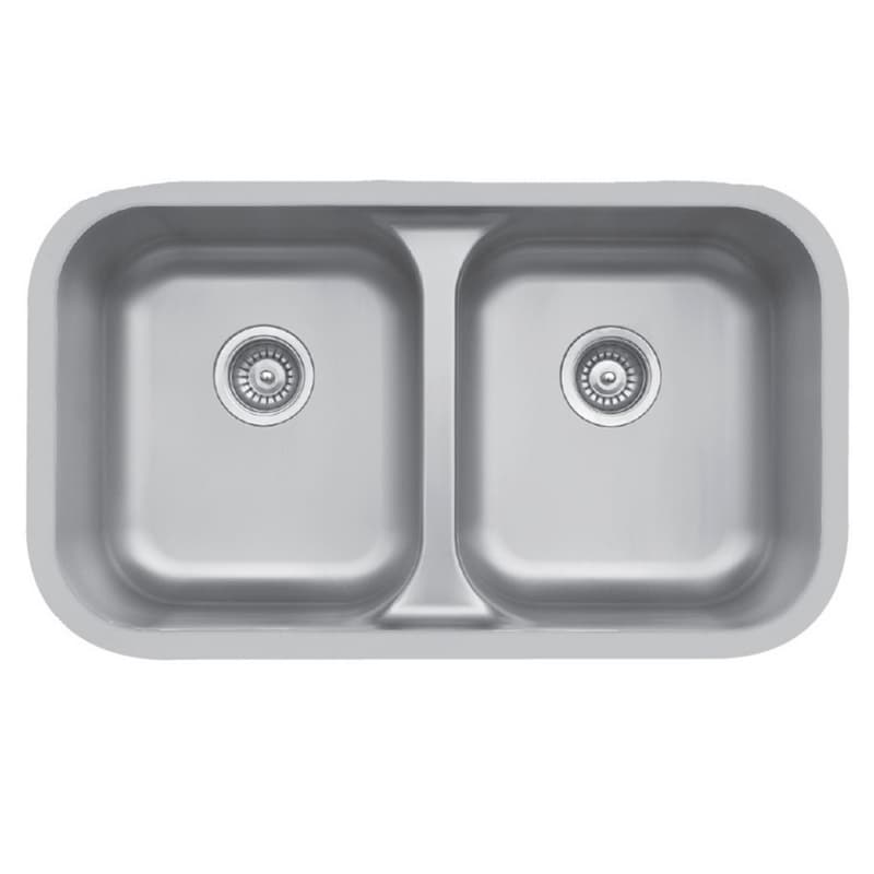Karran Edge 300 Stainless Steel Undermount 18G Double Bowl Kitchen Sink, 32-3/8" x 19" x 8-1/2" - Model E-350