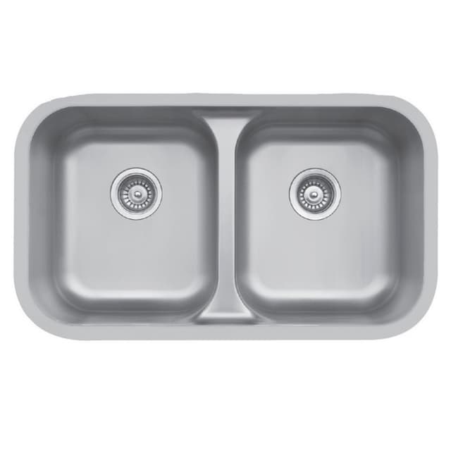 Karran Edge 300 Stainless Steel Undermount 18G Double Bowl Kitchen Sink, 32-3/8" x 19" x 8-1/2" - Model E-350
