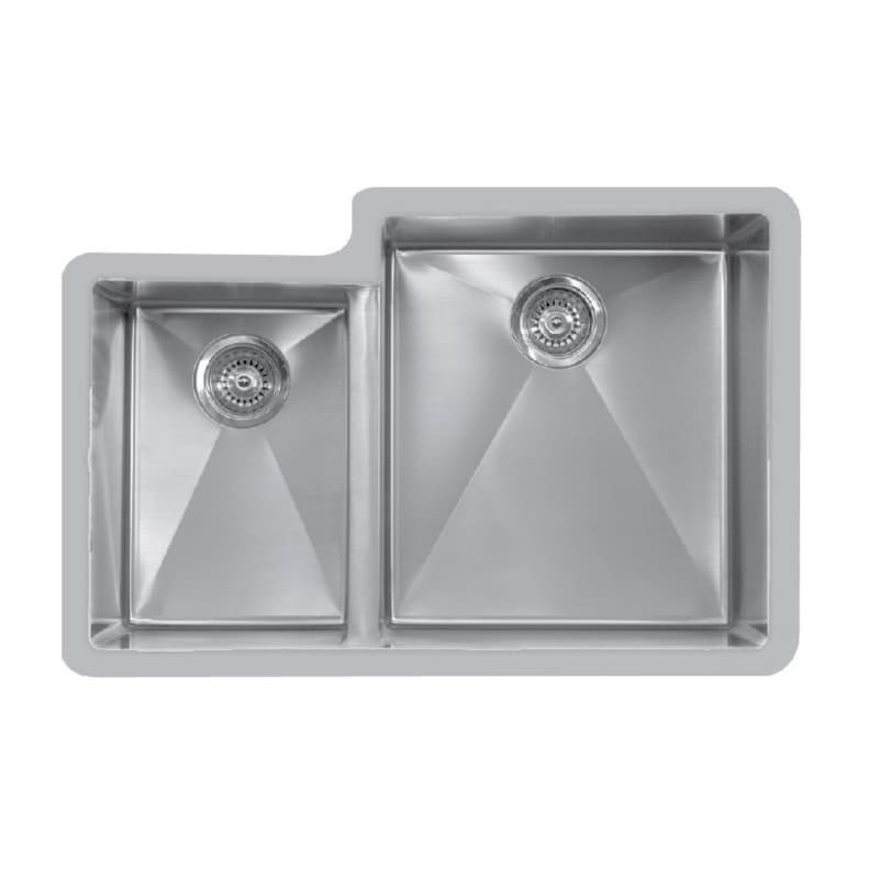 Edge 560 Stainless Steel Undermount 18GLarge/Small Bowl Kitchen Sink, 32" x 21-1/2" x 9