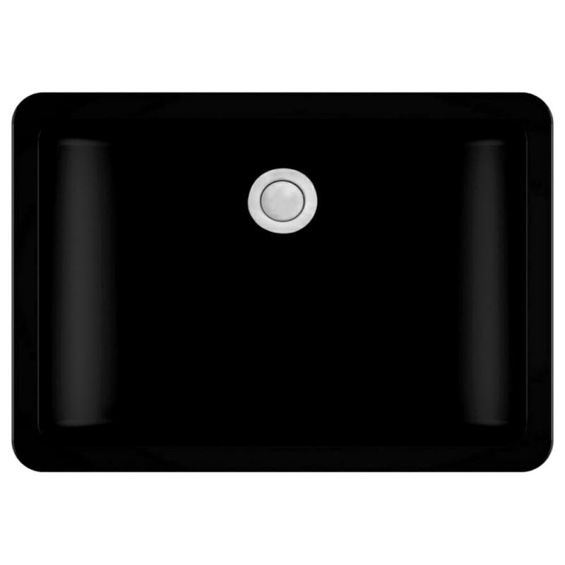 Q-309 Quartz Seamless Undermount Single Bowl Bathroom Vanity Sink, 20" x 14" x 5-3/4", Black