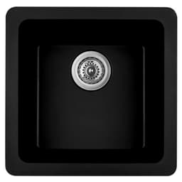 Q-315 Quartz Under Mount Single Bowl Bar/Prep Sink, 16-5/8" x 16-5/8" x 8", Black