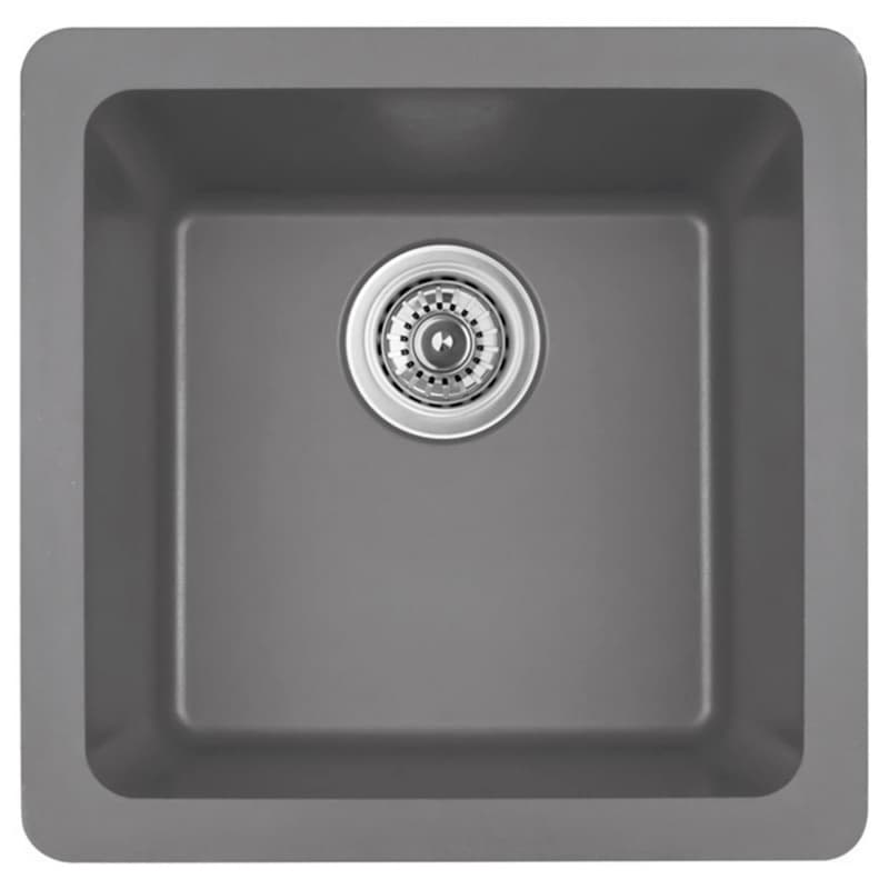 Q-315 Quartz Under Mount Single Bowl Bar/Prep Sink, 16-5/8" x 16-5/8" x 8", Gray