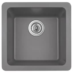 Q-315 Quartz Under Mount Single Bowl Bar/Prep Sink, 16-5/8" x 16-5/8" x 8", Gray