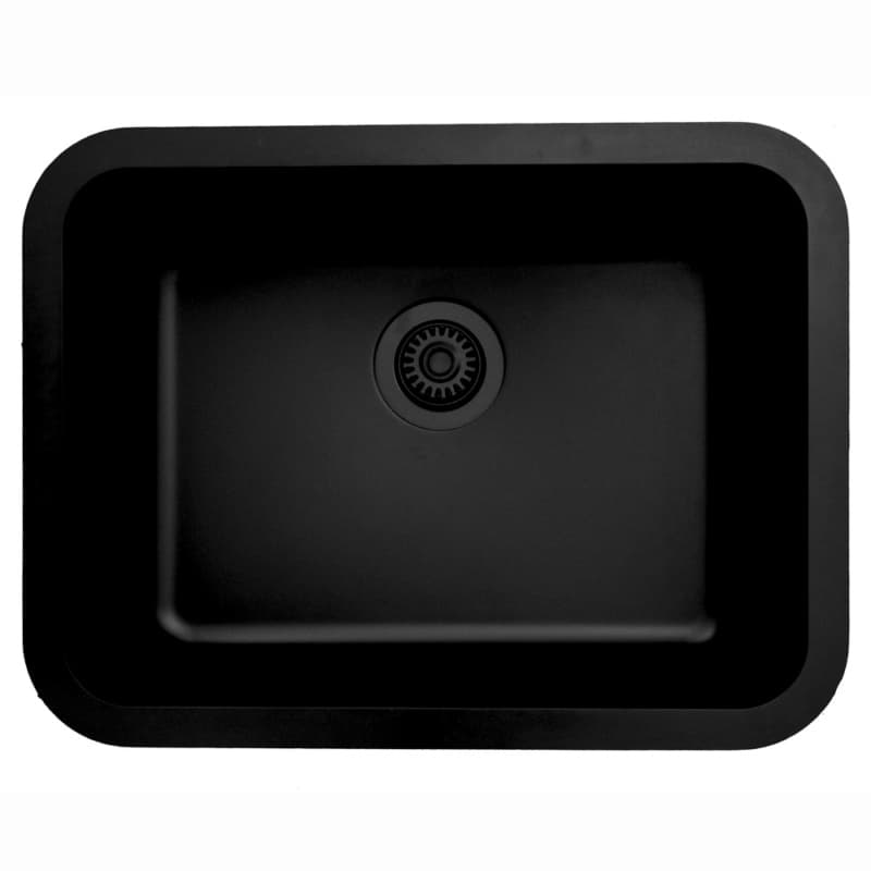 Q-320 Quartz Under Mount Single Bowl Kitchen Sink, 24-1/4" x 18-1/4" x 8-1/2", Black