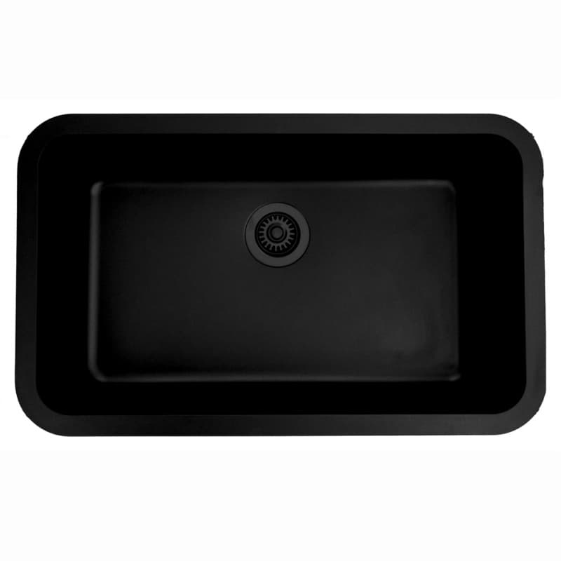 Q-340 Quartz Under Mount Extra Large Single Bowl Kitchen Sink, 30-7/8" x 18-7/8" x 9", Black
