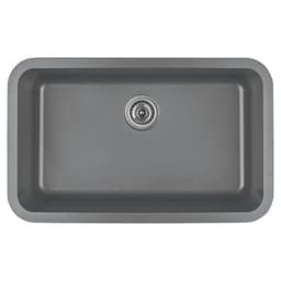 Q-340 Quartz Under Mount Extra Large Single Bowl Kitchen Sink, 30-7/8" x 18-7/8" x 9", Gray