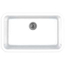 Q-340 Quartz Under Mount Extra Large Single Bowl Kitchen Sink, 30-7/8" x 18-7/8" x 9", White