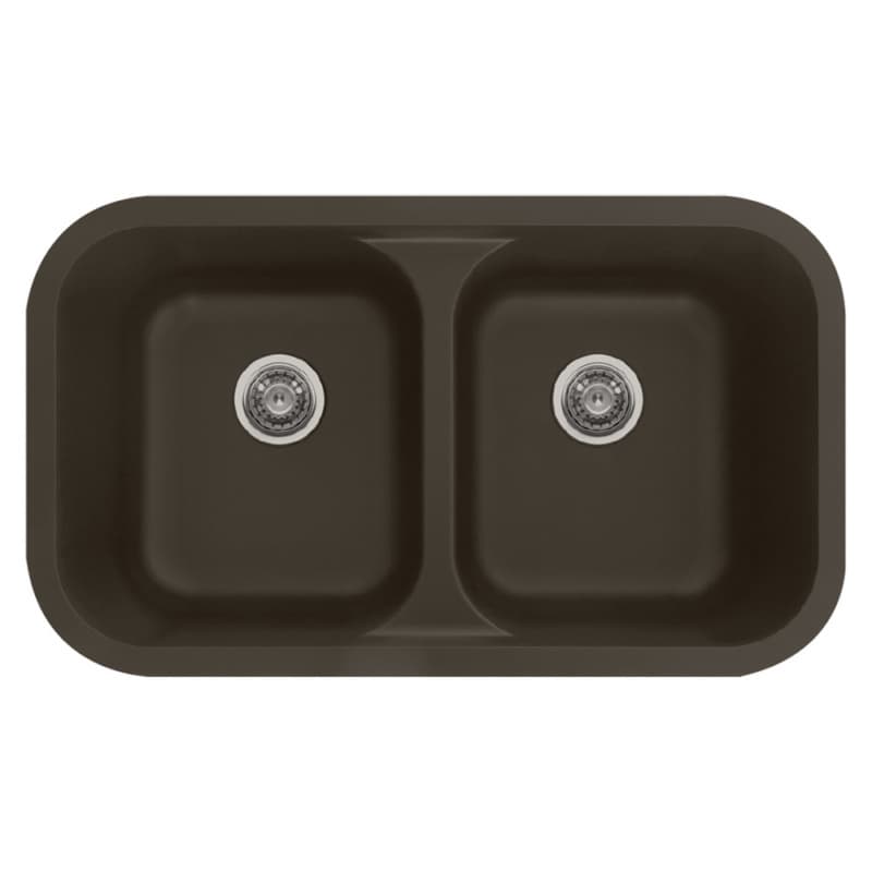 Q-350 Quartz Undermount Double Bowl Kitchen Sink, 32-3/8" x 19" x 8-1/2", Brown