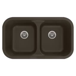 Q-350 Quartz Undermount Double Bowl Kitchen Sink, 32-3/8" x 19" x 8-1/2", Brown