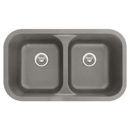 Q-350 Quartz Undermount Double Bowl Kitchen Sink, 32-3/8" x 19" x 8-1/2", Concrete