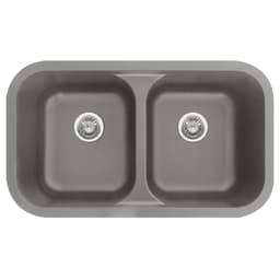 Q-350 Quartz Undermount Double Bowl Kitchen Sink, 32-3/8" x 19" x 8-1/2", Gray