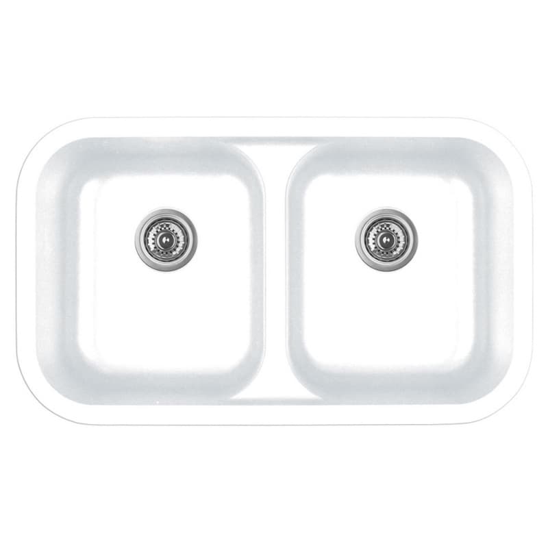 Karran Q-350-WH White 32" Quartz Undermount Double Equal Bowl Sink | 535°F Heat Safe