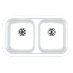 Karran Q-350-WH White 32" Quartz Undermount Double Equal Bowl Sink | 535°F Heat Safe
