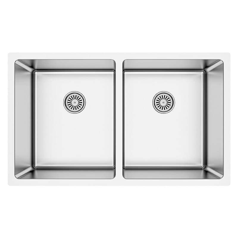 Select Stainless Steel Undermount 16G 50/50 Double Equal Bowl Kitchen Sink, 30" x 18" x 9-1/2"