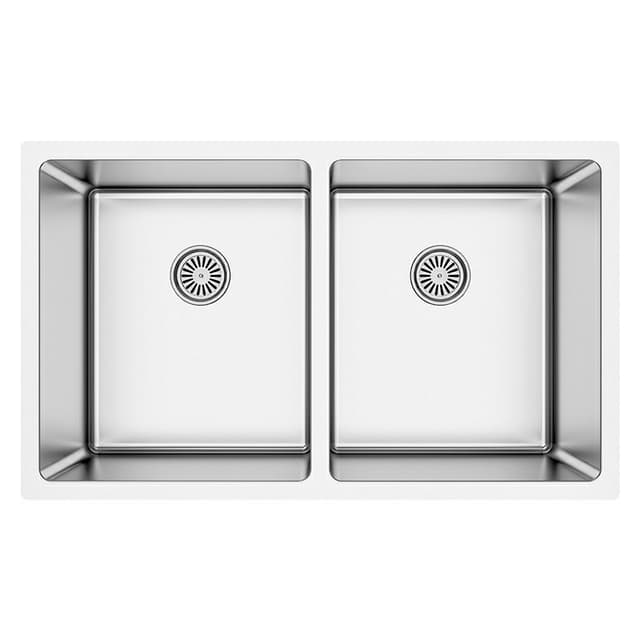Select Stainless Steel Undermount 16G 50/50 Double Equal Bowl Kitchen Sink, 30" x 18" x 9-1/2"