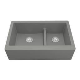 QA-760 Quartz Undermount Large/Small Bowl Kitchen Sink, 34" x 21-1/4" x 9", Gray