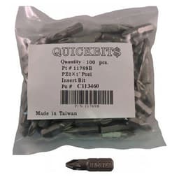 #2 x 1" Pozi Drive Insert Bit (100/Pack)