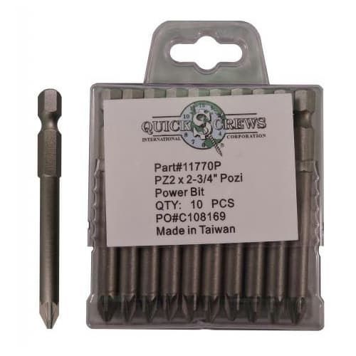 #3 x 2-3/4" Pozi Drive Power Bit (10/Box)