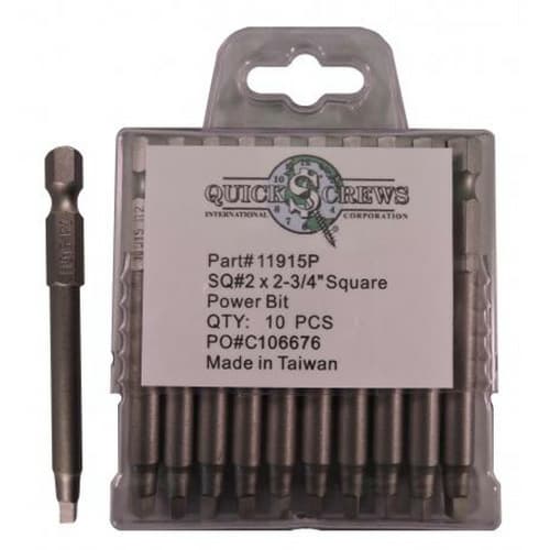 #2 x 2-3/4" Square Drive Power Bit (10/Box)