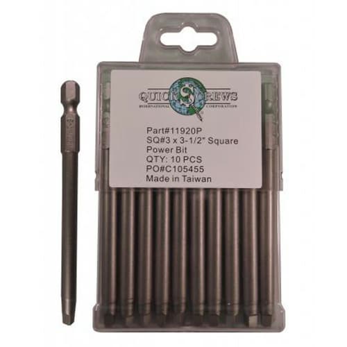#3 x 3-1/2" Square Drive Power Bit (10/Box)