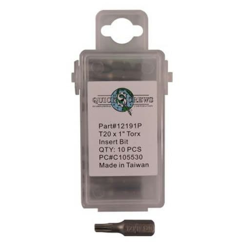 T20 x 1" Torx Drive Insert Bit (10/Box)
