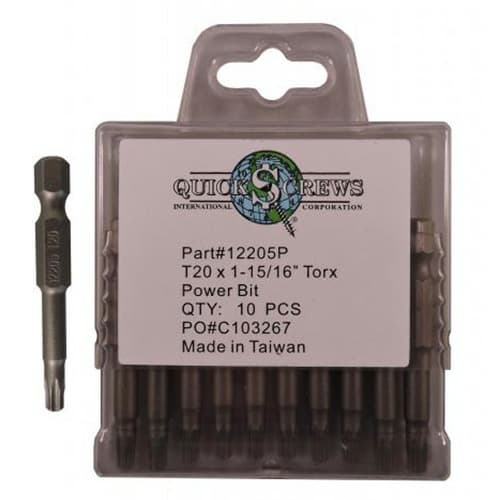 T20 x 1-15/16" Torx Drive Power Bit (10/Box)