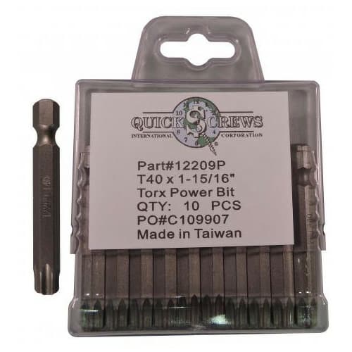 T40 x 1-15/16" Torx Drive Power Bit (10/Box)