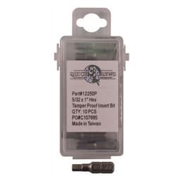 1" Hex Tamper Proof Drive Insert Bit, 5/32" Shank (10/Box)