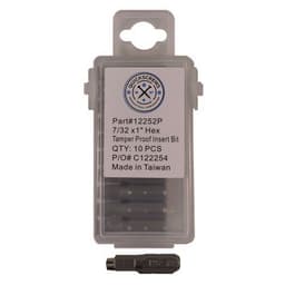 1" Hex Tamper Proof Drive Insert Bit, 7/32" Shank (10/Box)