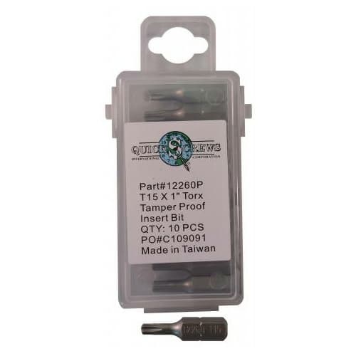 T15 x 1" Torx Tamper Proof Drive Insert Bit (10/Box)