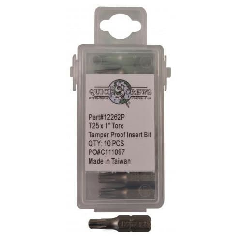 T25 x 1" Torx Tamper Proof Drive Insert Bit (10/Box)