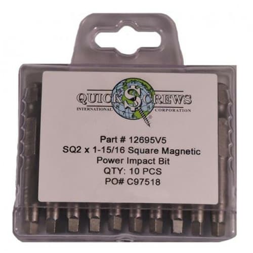 #2 x 1-15/16" Square Drive Magnetic Power Impact Bit (10/Box)