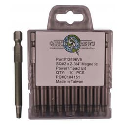 #2 x 2-3/4" Square Drive Magnetic Power Impact Bit (10/Pack)