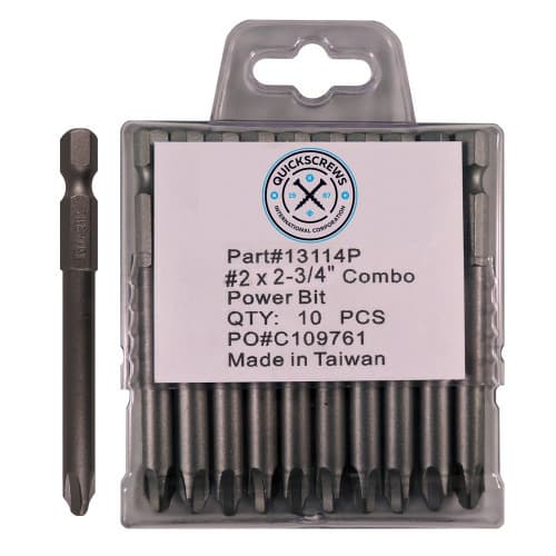 #2 x 1-15/16" Square/Phillips Drive Combo Power Bit (10/Box)