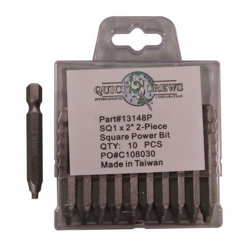 #1 x 2" 2-Piece Square Drive Power Bit (10/Box)