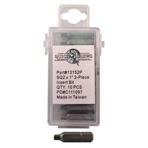 #2 x 1" 2-Piece Square Drive Insert Bit (10/Box)