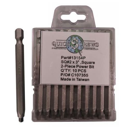 #2 x 3" 2-Piece Square Drive Power Bit (10/Box)