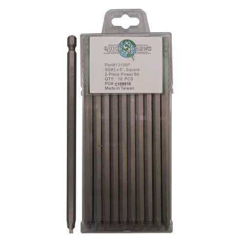 #2 x 6" 2-Piece Square Drive Power Bit (10/Box)