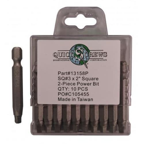 #3 x 2" 2-Piece Square Drive Power Bit (10/Box)