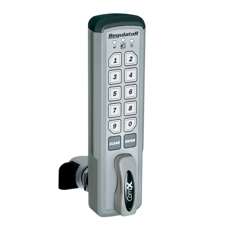 RegulatoR 1-3/4" Vertical Bottom Mount Electronic Self Lock, Satin Chrome, Keyless