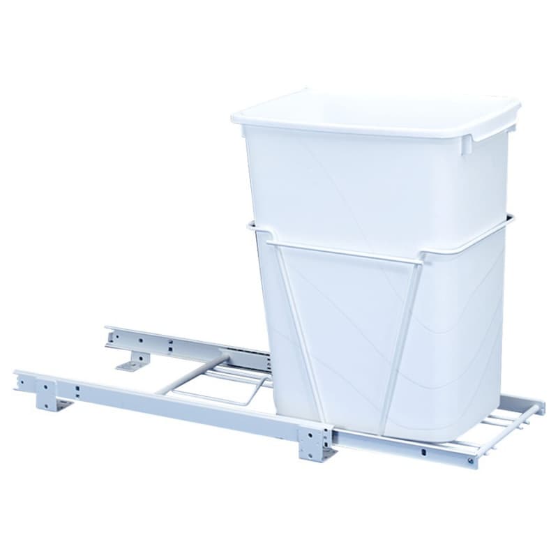 Single 35 QT Bottom-Mount Waste Container Pullout for 10-3/4" Cabinet Opening, White