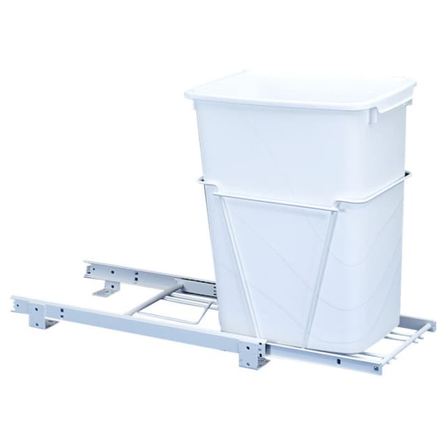 Single 35 QT Bottom-Mount Waste Container Pullout for 10-3/4" Cabinet Opening, White