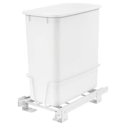 Single 20 QT Bottom-Mount Waste Container Pullout with Standard Closing Slides, White