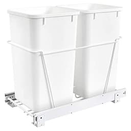 Double 27 QT Door-Mount Waste Container Pullout, White