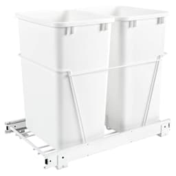 Double 35 QT Door-Mount Waste Container Pullout, Full-Extension, White