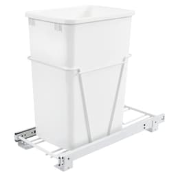 Single 35 QT Bottom-Mount Wire Waste Container for 14-1/2" Cabinet Opening, White